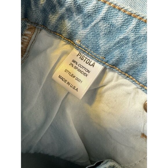 Pistola Women's Denim Jean Skirt Distressed Raw/Frayed Hem Size 27 Light Wash - Picture 7 of 8